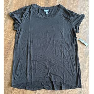 ModCloth Black Round Neck Soft Tunic Short Sleeve Tee Basic Minimalist XL NWT